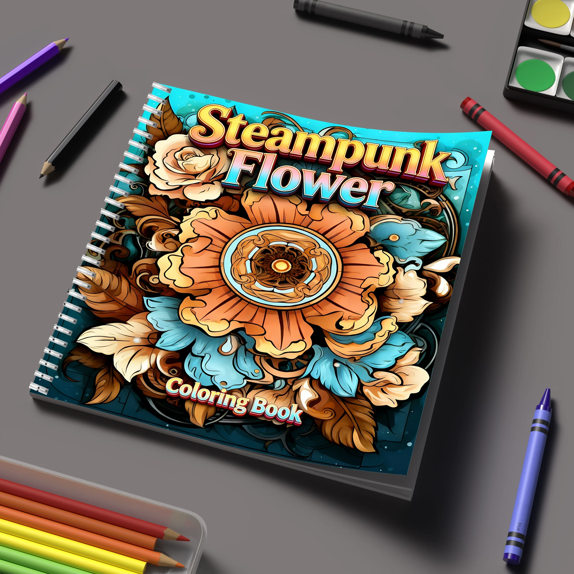 Event Supplies - Libro da colorare Fiori Steampunk per