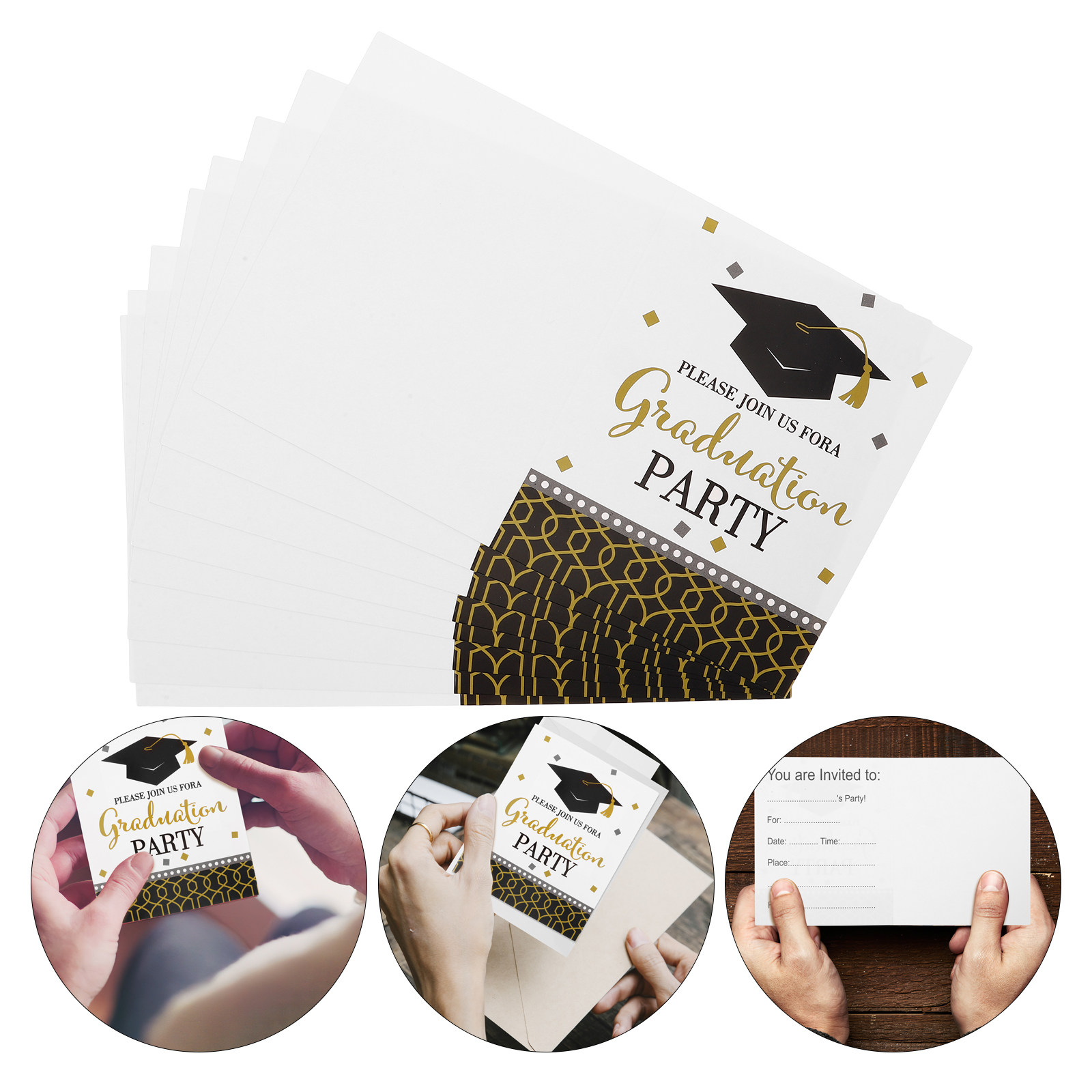 Papercraft Supply Invitation - 8 biglietti d'invito a tema laurea,